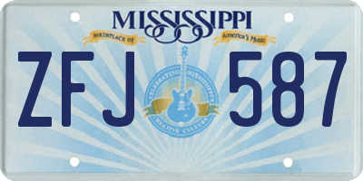 MS license plate ZFJ587