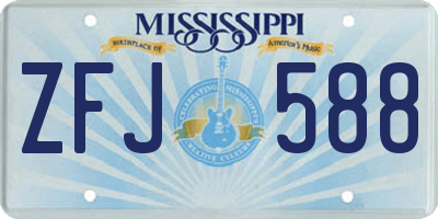 MS license plate ZFJ588