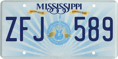 MS license plate ZFJ589