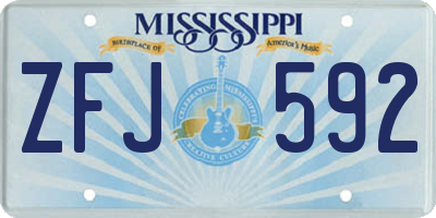 MS license plate ZFJ592