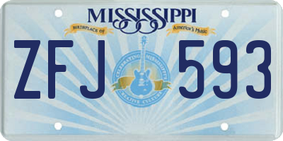 MS license plate ZFJ593