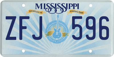 MS license plate ZFJ596