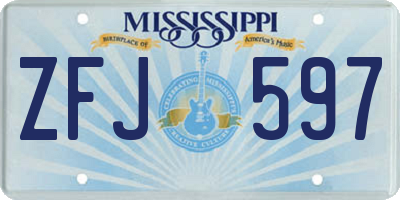 MS license plate ZFJ597