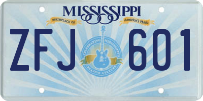 MS license plate ZFJ601