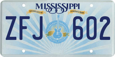 MS license plate ZFJ602