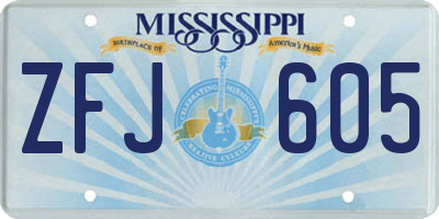 MS license plate ZFJ605