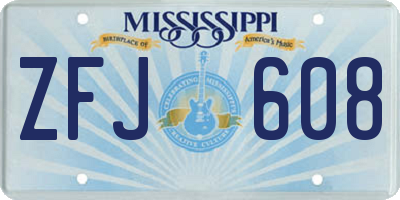 MS license plate ZFJ608