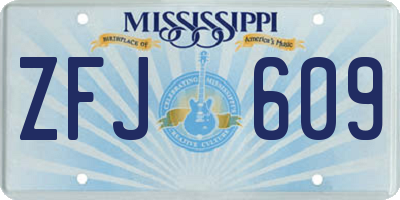 MS license plate ZFJ609
