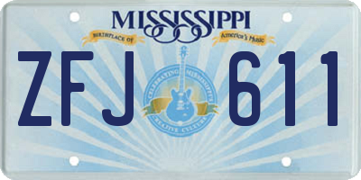MS license plate ZFJ611