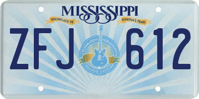 MS license plate ZFJ612