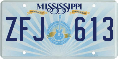 MS license plate ZFJ613