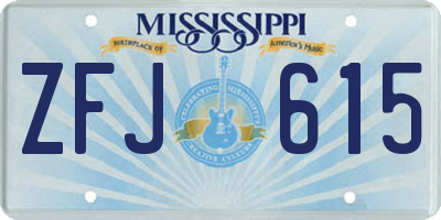 MS license plate ZFJ615