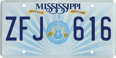 MS license plate ZFJ616