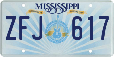 MS license plate ZFJ617