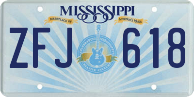 MS license plate ZFJ618