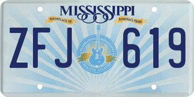 MS license plate ZFJ619