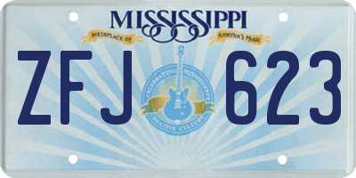 MS license plate ZFJ623