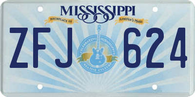 MS license plate ZFJ624