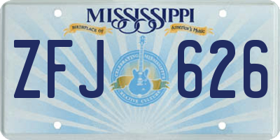 MS license plate ZFJ626