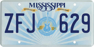 MS license plate ZFJ629