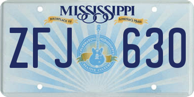 MS license plate ZFJ630