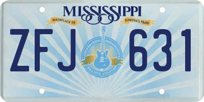 MS license plate ZFJ631