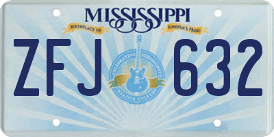 MS license plate ZFJ632