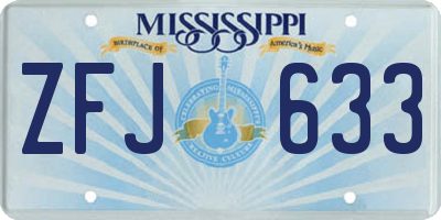 MS license plate ZFJ633