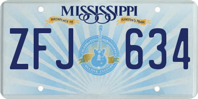 MS license plate ZFJ634