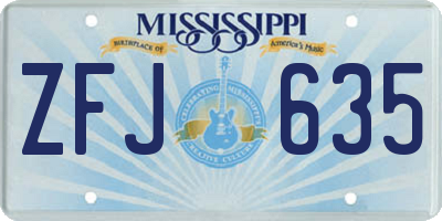 MS license plate ZFJ635