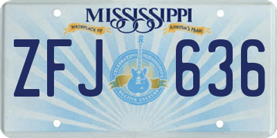 MS license plate ZFJ636