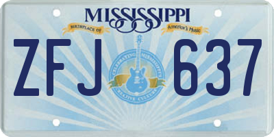 MS license plate ZFJ637