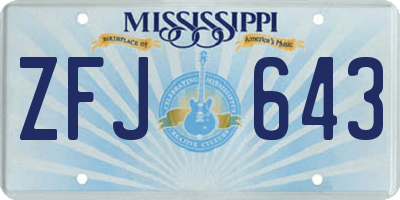 MS license plate ZFJ643