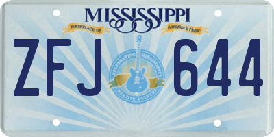 MS license plate ZFJ644