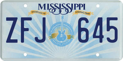 MS license plate ZFJ645