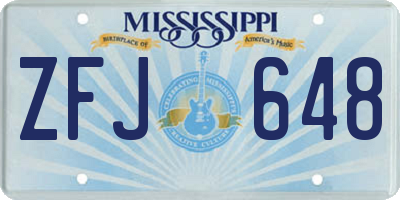 MS license plate ZFJ648