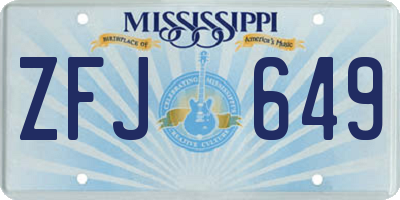 MS license plate ZFJ649