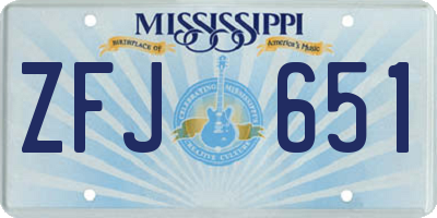 MS license plate ZFJ651