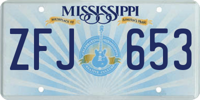 MS license plate ZFJ653