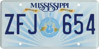 MS license plate ZFJ654