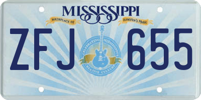 MS license plate ZFJ655