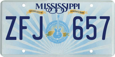 MS license plate ZFJ657