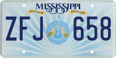 MS license plate ZFJ658