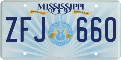 MS license plate ZFJ660