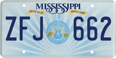 MS license plate ZFJ662