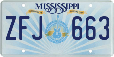 MS license plate ZFJ663