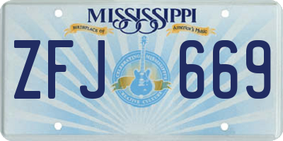 MS license plate ZFJ669