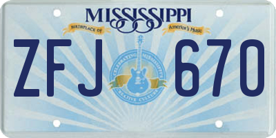 MS license plate ZFJ670