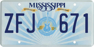MS license plate ZFJ671