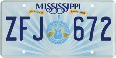 MS license plate ZFJ672